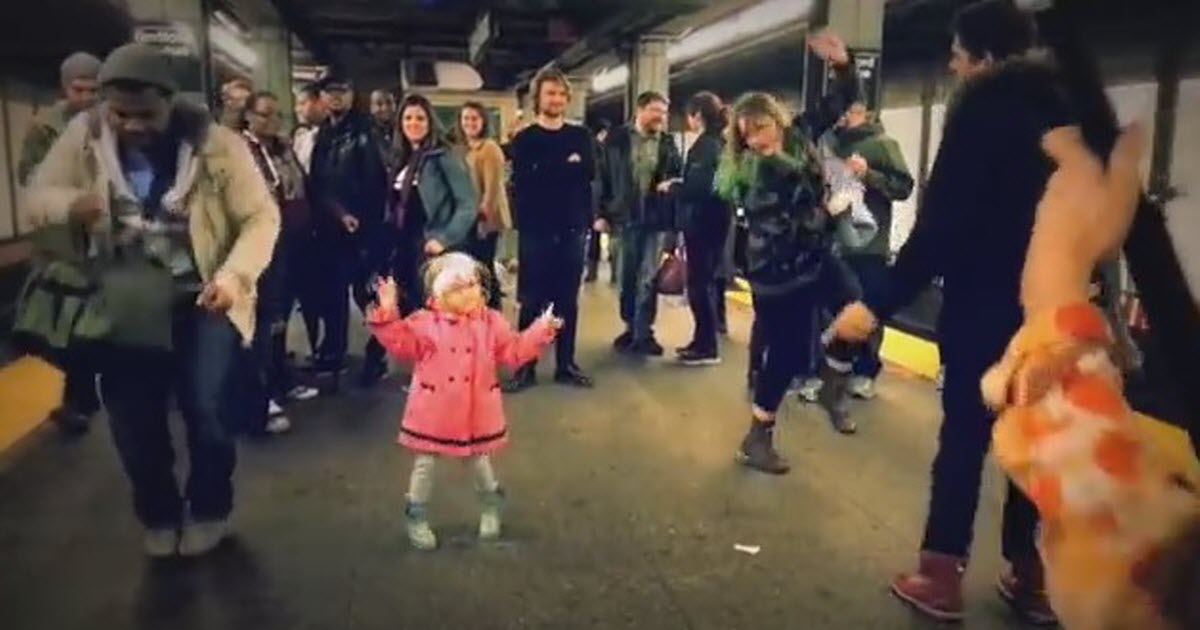 girl dances in subway