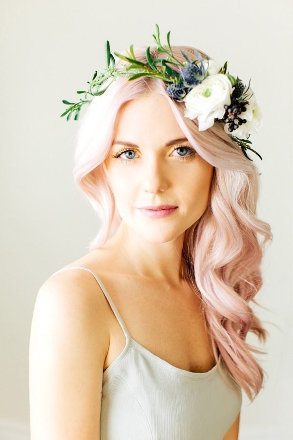 bride with colorful hair