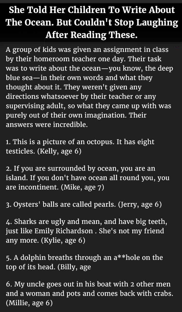 children write about ocean