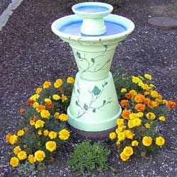 flowerpots to birdbath 12