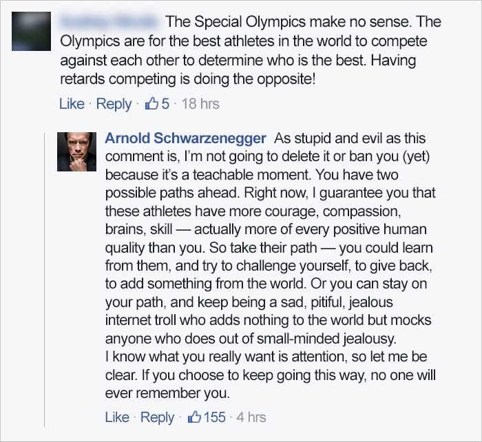 arnold schwarzenegger special olympics troll