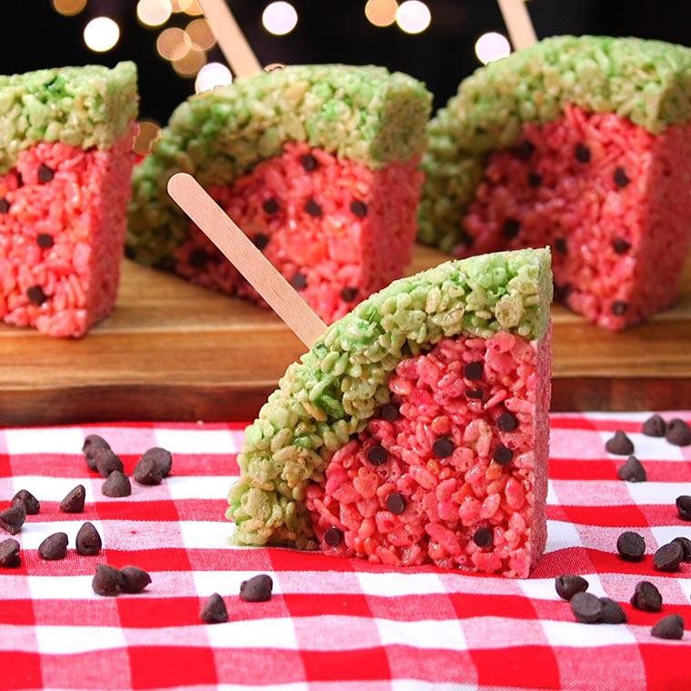 Watermelon-Shaped Rice Krispie Treats Make An Adorable Treat For Your ...
