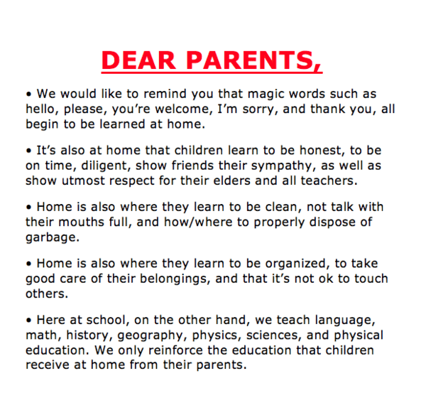school letter to parents