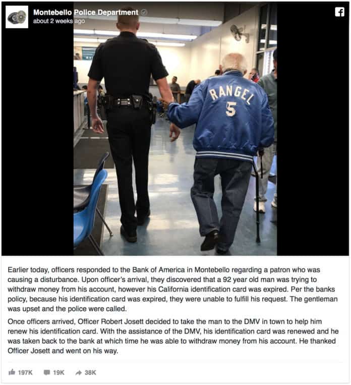 police officer helps elderly