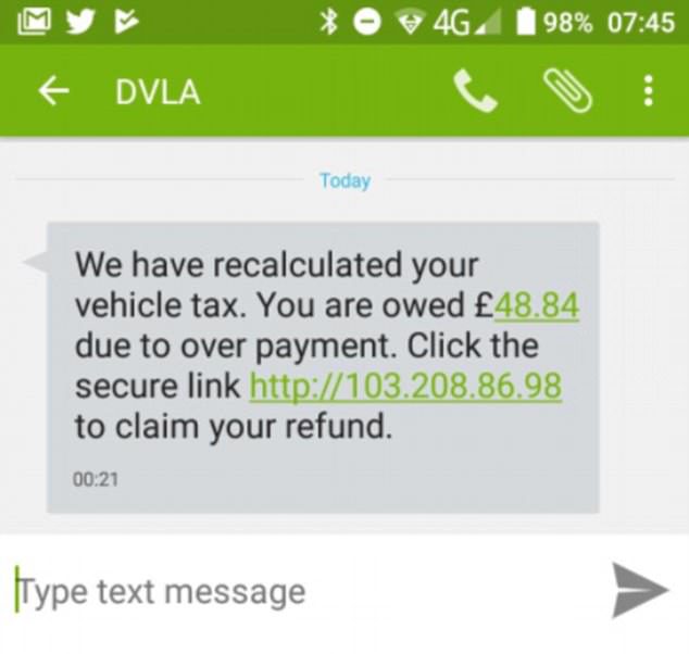 DVLA car text message scam